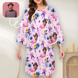 Custom Face Nightdress Women's Oversized Sleep Tee Personalized Women's Loose Sleepwear