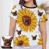 Custom Face Pajama T-shirt Personalized Sunflower Women's Pajama T-shirt