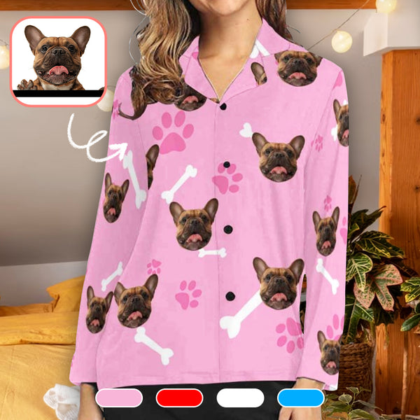 Custom Pet Face Pajamas Shirt Top Personalized Face Shirt Sleepwear Pajama Top