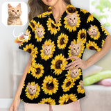 Custom Face Pajamas Shirt Personalized Sunflower Face Pajama Top Shirt