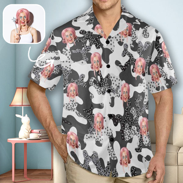 Custom Face Pajamas Shirt Top Personalized V Neck Pajama Shirt Sleepwear For Men