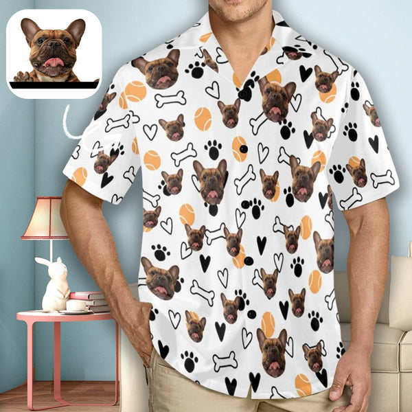 Custom Dog Face Pajamas Shirt Personalized Men's V Neck Pet Face Pajama Top Sleepwear