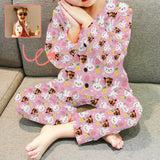 Custom Face Kids Pajamas Set Personalized Cute Rabbit Face Little Girl 2-7Y Sleepwear