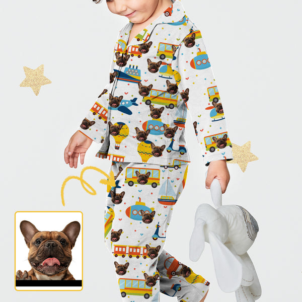 Custom Face Kids Pajama Set Personalized #2-7Y Dog Face Pajama Sleepwear