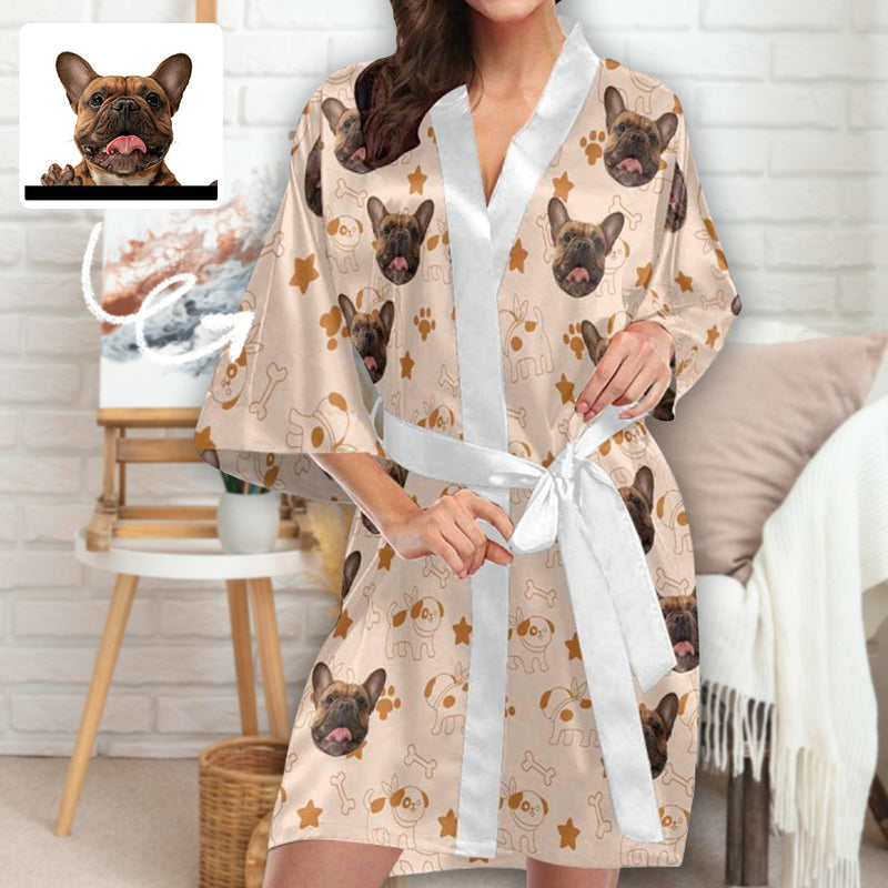 Custom Face Dog Face Pajama Robe Personalized Women's Sleepwear Face Robe