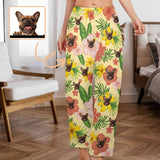 Custom Face Pajama Pants Personalized Plants Flowers Face Pajama Trousers For Women