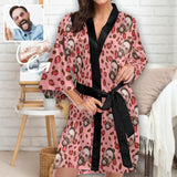 Custom Face Pink Women's Pajama Robe Personalized Husband Face Robe Sleepwear