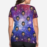 Custom Boyfriend Face Galaxy Starry Night Women's T-shirt