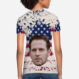 Custom Face American Flag Women's All Over Print T-shirt