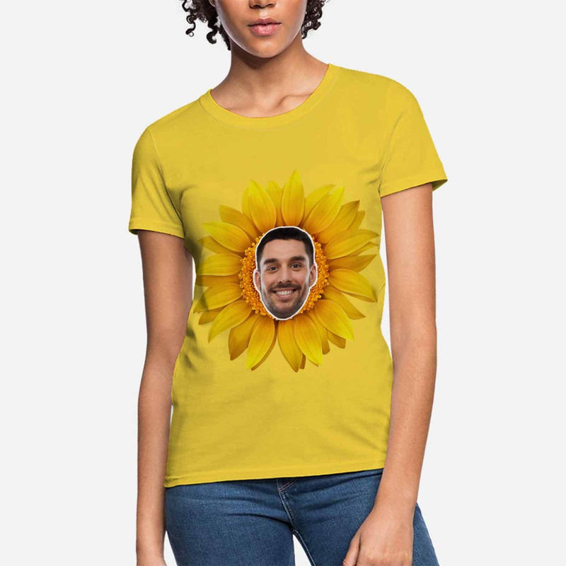 Custom Boyfriend Face Sunflower Women's All Over Print T-shirt