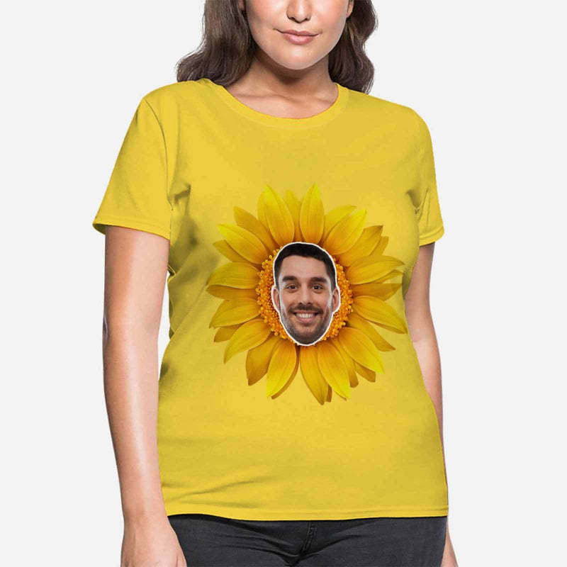 Custom Boyfriend Face Sunflower Women's All Over Print T-shirt