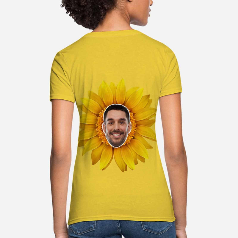 Custom Boyfriend Face Sunflower Women's All Over Print T-shirt