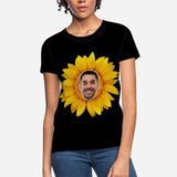 Custom Boyfriend Face Sunflower Women's All Over Print T-shirt