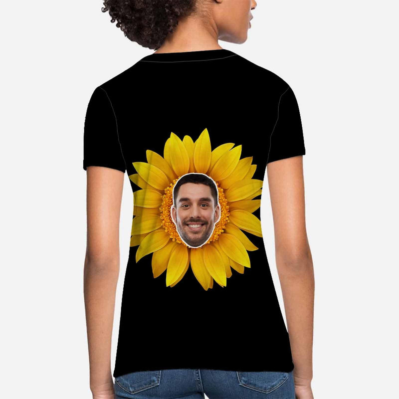 Custom Boyfriend Face Sunflower Women's All Over Print T-shirt