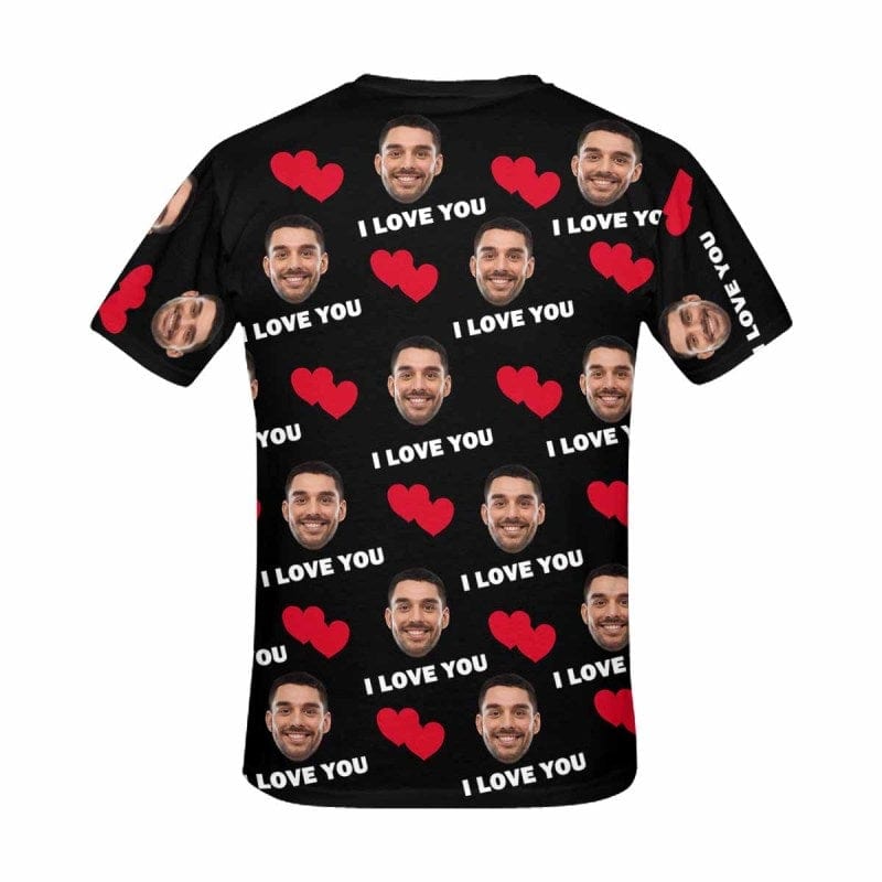 Custom Face I Love You Matching Couple T Shirts Add Your Own Personalized Photo or Image