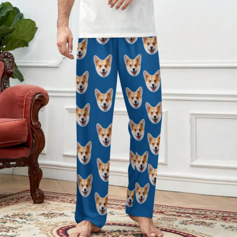 Custom Your Photos Unisex Pajama Pants Solid Colors Personalized Face Pajama Pants For Men&Women