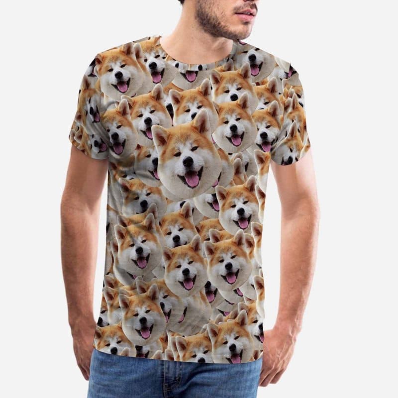 Custom Face Design Tshirt with Cute Dogs Design Your Own Pet Face Tshirt Put Your Dog on A Shirt for Him