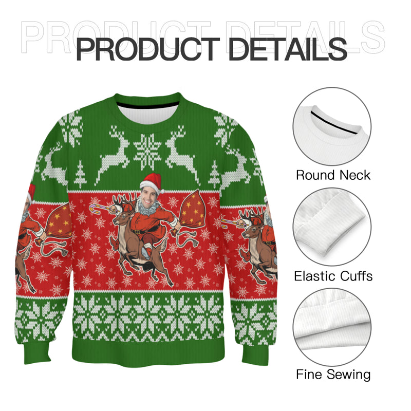 Custom Crewneck Thick Sweater For Adults&Kids Personalized Christmas Green Ugly Sweater