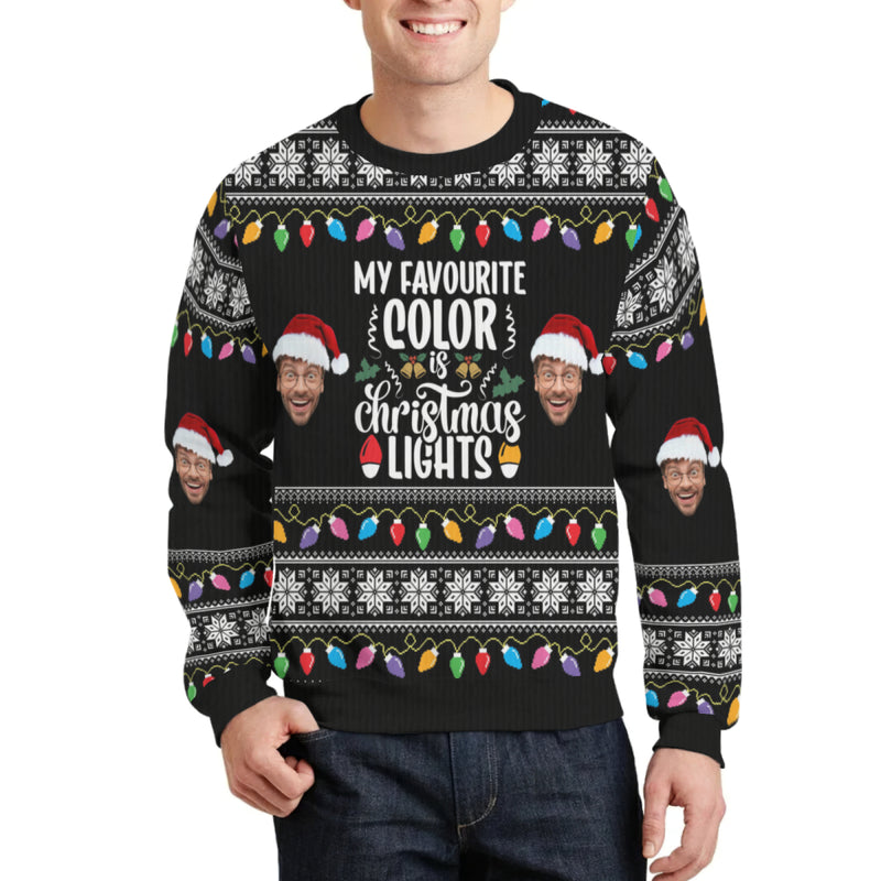 Custom Crewneck Thick Sweater For Adults&Kids Personalized Christmas Family Black Ugly Sweater