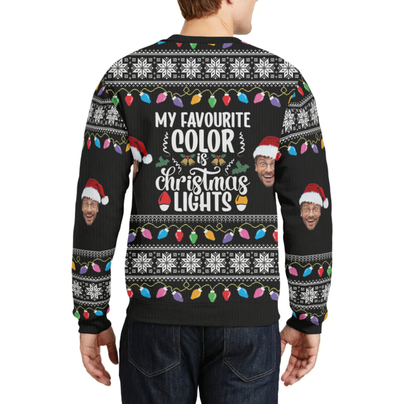 Custom Crewneck Thick Sweater For Adults&Kids Personalized Christmas Family Black Ugly Sweater