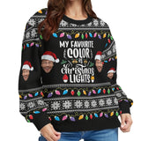 Custom Crewneck Thick Sweater For Adults&Kids Personalized Christmas Family Black Ugly Sweater