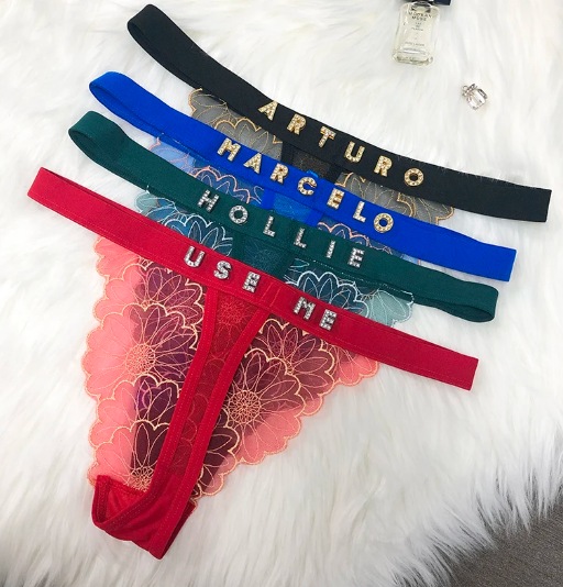 Personalize Your Name Crystal Letters Thong Panties for Sexy Customized Body Bling