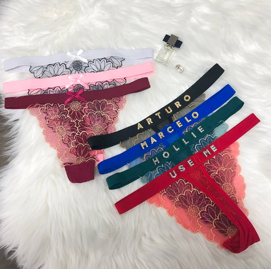 Personalize Your Name Crystal Letters Thong Panties for Sexy Customized Body Bling
