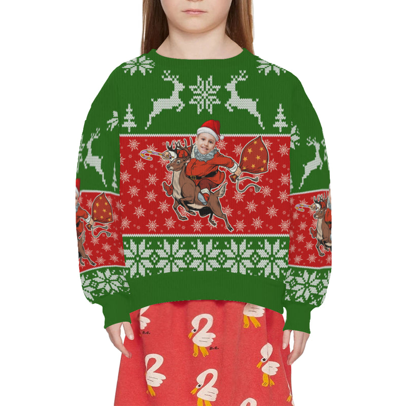 Custom Crewneck Thick Sweater For Adults&Kids Personalized Christmas Green Ugly Sweater