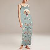 Custom Cami Top & Long Pants Pocket Pajama Sets Personalized Cute Pet Face&Text Women's Sleepwear