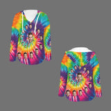 Custom Women's V Neck Long Sleeve Drawstring Pocket Pullover Hoodies Personalized Face Rainbow Colorful V Neck Sweatshirt