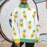 Custom Face Women's Hoodie Personalized Pineapple Half Zip Pullover Sweatshirt