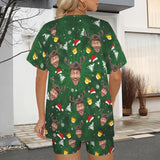 Custom Face Christmas  2 Piece Casual Oversized T-Shirt & Biker Shorts Set