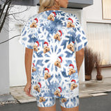 Custom Face Christmas  2 Piece Casual Oversized T-Shirt & Biker Shorts Set