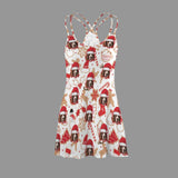 Custom Face Christmas Hat Cami Racerback Nightgown Women's Sleeveless Nightdresses