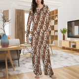 Custom Multiface Long Pajama Sets Personalized Women's Round Neck Pocket Long Pajama Sets