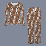 Custom Multiface Long Pajama Sets Personalized Women's Round Neck Pocket Long Pajama Sets