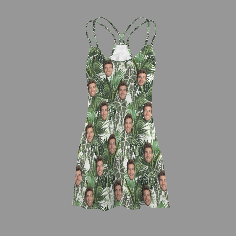 Custom Face Nightdress Personalized Face Green Leaves Nightgown Pajamas