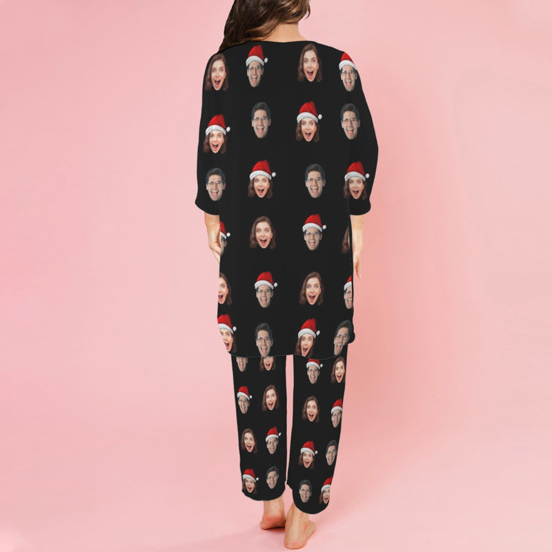 Custom Three Pieces Women's Pajama Set Loungewear Set Personalized Christmas Pajama Set