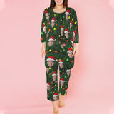 Custom Three Pieces Women's Pajama Set Loungewear Set Personalized Christmas Pajama Set