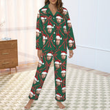 Custom Christmas Face Silk Satin Pajama Set Personalized Long Sleeve&Short Sleeve Set For Women