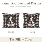 Custom Dog Face Pajamas Set&Pillow Personalized Men's Crew Neck Long Sleeve Face Pajamas Set