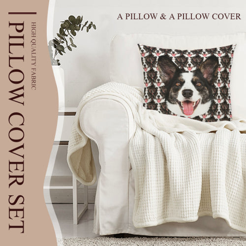 Custom Dog Face Pillow Case&Pillow Core