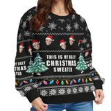 Custom Crewneck Thick Sweater For Adults&Kids Personalized Christmas Black Ugly Sweater