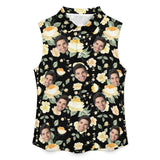 Custom Face Polo Sleeveless Tank Tops Personalized Yellow Rose Black Tank Top