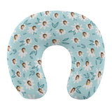 Custom Face Light Blue U-shaped Pillow