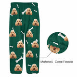 Coral Fleece Pajama Pants Custom Face Dog Bones Pants