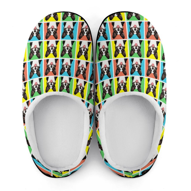 Personalized Photo In Colorful Plaid Cotton Slipper For Family