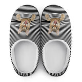 Personalized Pet Photo Black Stripe Cotton Slipper For Family