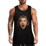 Custom Big Face Tank Tops All Black Personalized Photo Men's Tank Top T-shirt