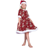 Custom Face Snowflake Red Chrismas Nightdress Personalized Christmas Dress Pajamas For Girls